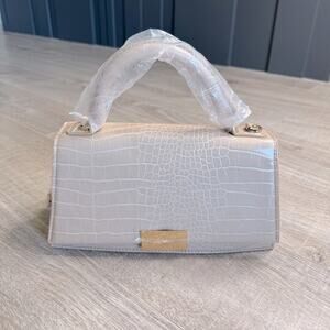 NWT IDEAL OF SWEDEN Valentina Top Handle Bag Women’s Warm Beige Faux Crocodile